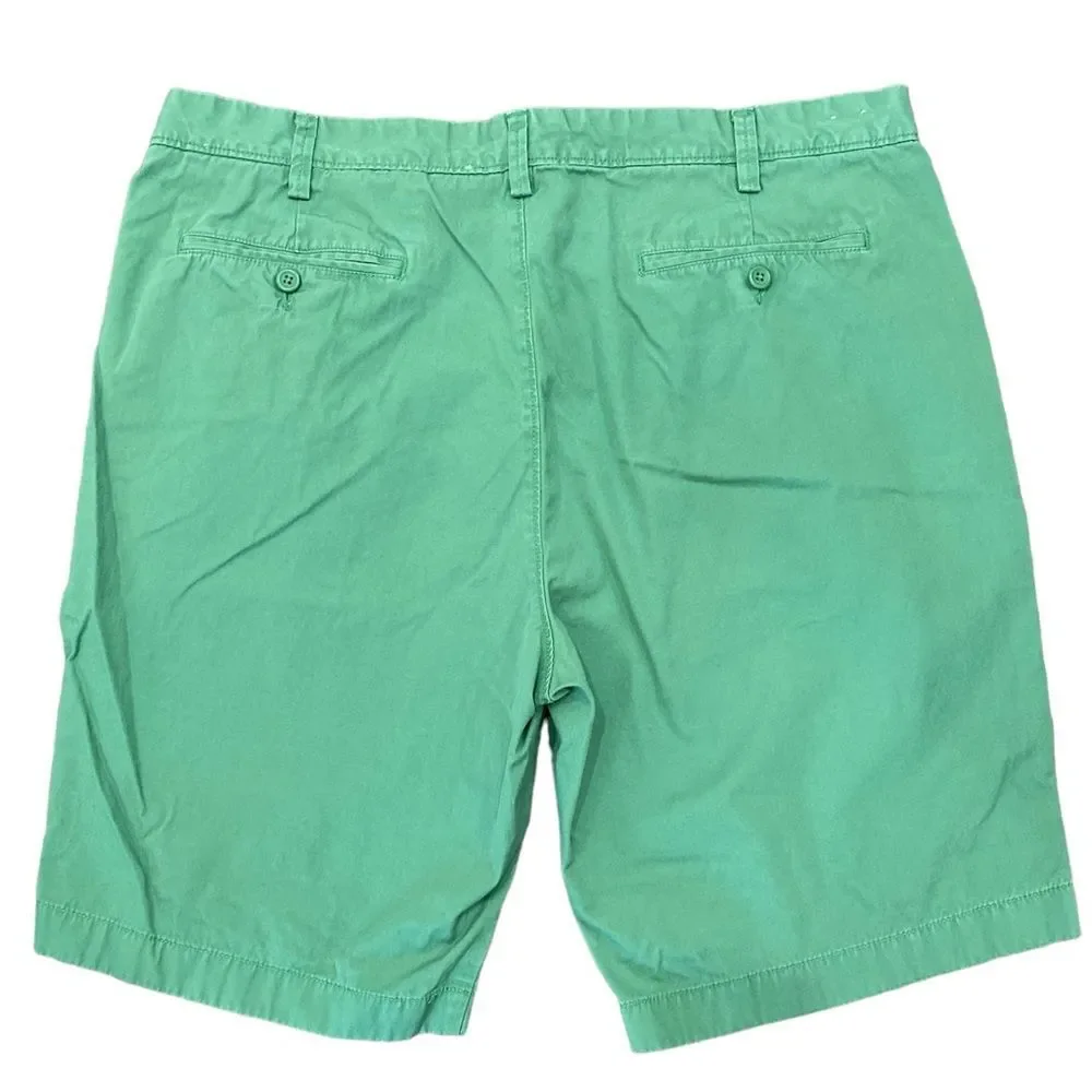 J. Crew 100% Cotton Flat Front Chino Shorts Green Men’s Size 38 10.5” Inseam